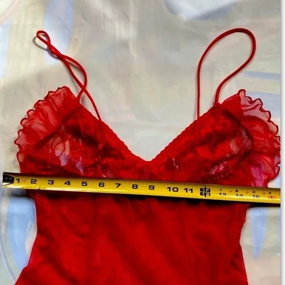 VTG Cinema Etoile Seductive Wear Baby Doll Sheer Sexy Red Nylon Nightgown - Picture 6 of 13